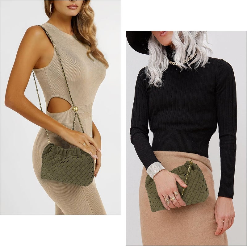 Joryin Woven Women's Crossbody Bag & Evening Purse, Trendy Dumpling Clutch & Hobo Cloud Shoulder Bag Trendy Dumpling Clutch - Image 3